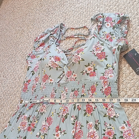 Tropical Sunny Coachella Party Floral Beach Short Dress Plus Size Smocked Waist - Picture 7 of 17